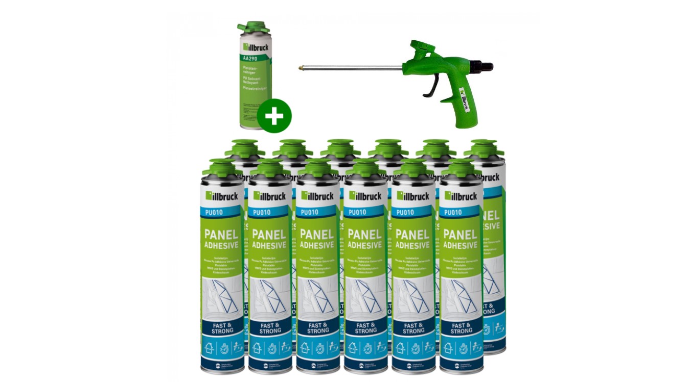 illbruck PU010SET - 12 x Adhesivo aislante PU010 750ml + Pistola + Limpiador