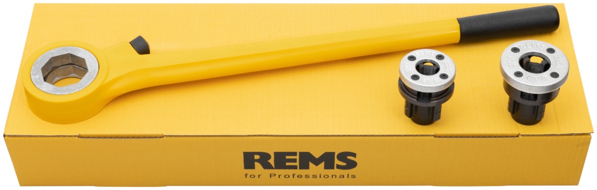 Rems 520008 Eva Set R 1/2-3/4" Plancha de corte de rosca manual con cabezales de corte de cambio rápido