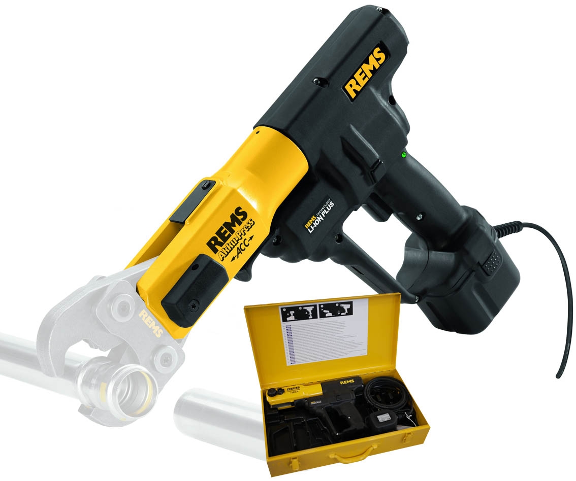 Rems 571015 R220 Akku-Press ACC Power-Edition Prensa de precisión con fuente de alimentación