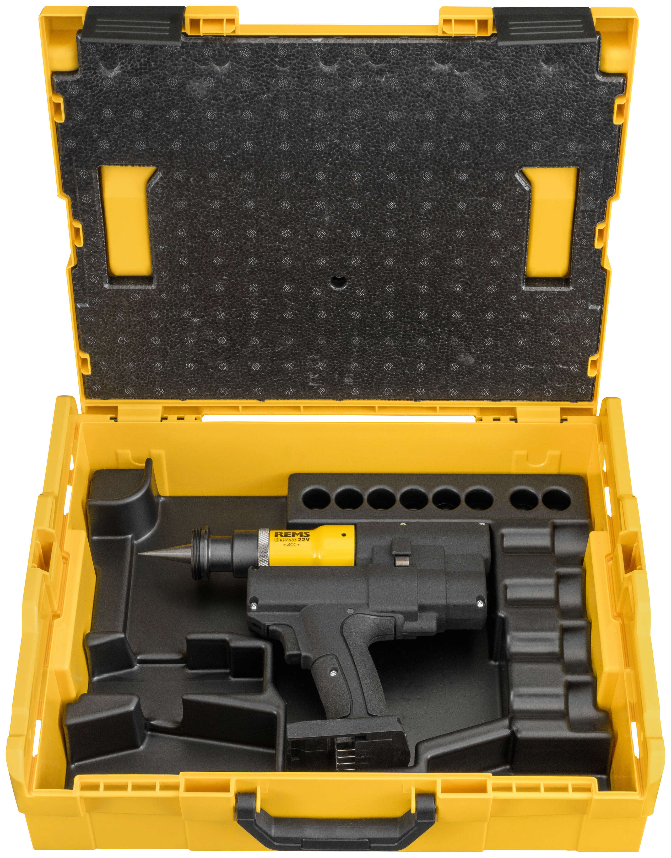 Rems 575033 R22 Ex-Press P-CEF 22V ACC Basic-Pack: máquina de torneado de tubos a batería (sin batería ni cargador) en L-Boxx