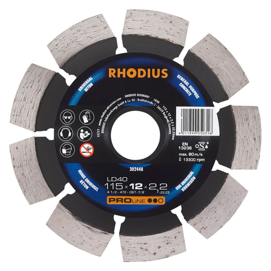 Rhodius 302448 LD40 Disco de corte diamantado 115mm