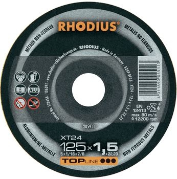 Rhodius 205913 XT24 disco de corte fino de aluminio 180 x 1,5 x 22,23 mm
