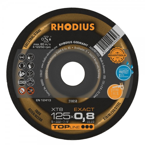 Rhodius 206163 XT10 Disco de corte extrafino 125x1,0x22,23