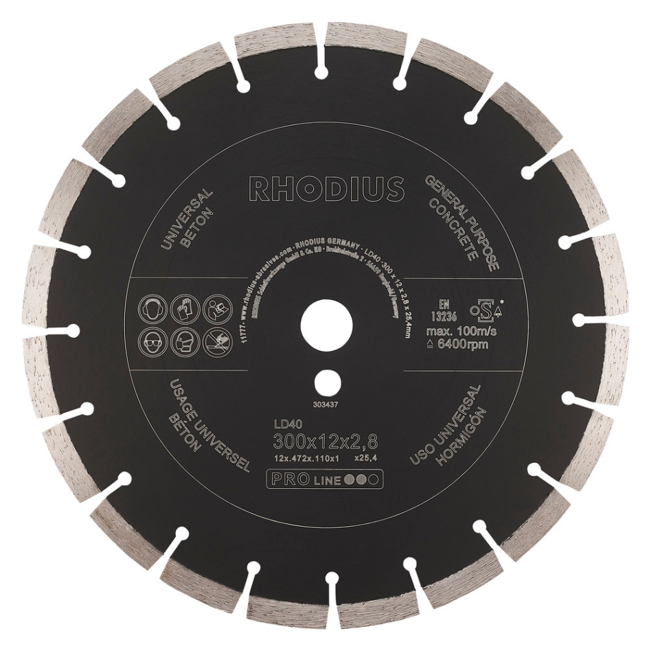 Rhodius 303437 LD40 Disco de corte diamantado 300mm