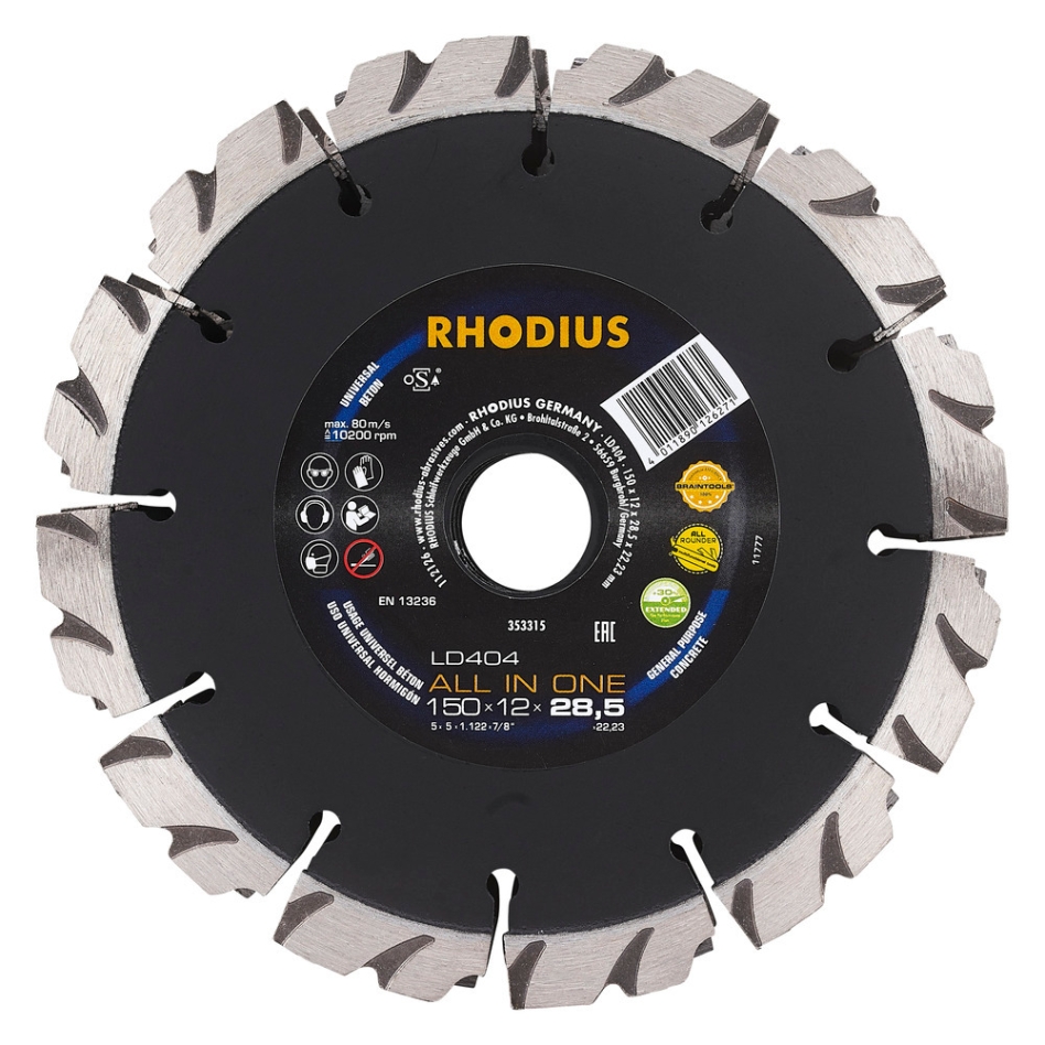 Rhodius 353315 LD404 Hoja de diamante todo en uno 150 x 12,0 x 28,5 x 22,23