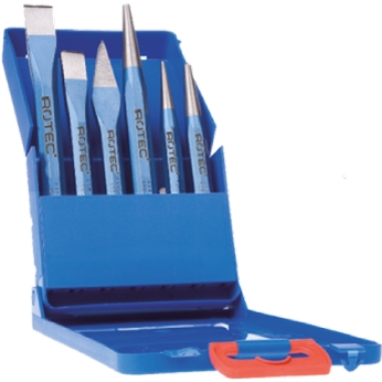 Rotec 218.9005 Juego de cinceles en frío 6 piezas en estuche de plástico