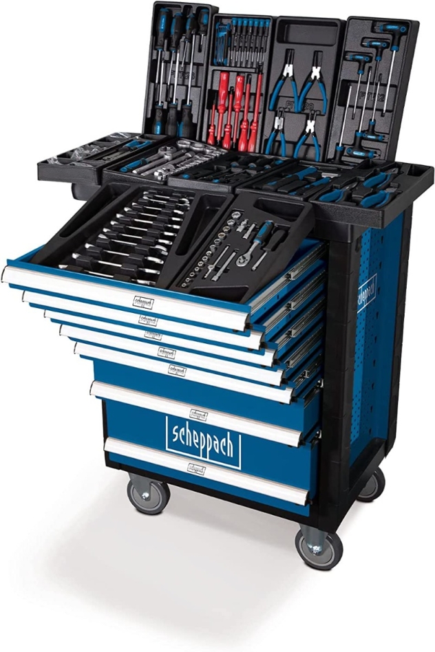 Scheppach 5909304900 TW1000 Carro de herramientas lleno 263 piezas