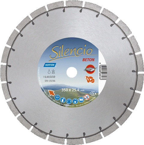 Norton Clipper 70184643510 Silencio Hoja de sierra diamantada silenciosa 400 x 25,4 mm