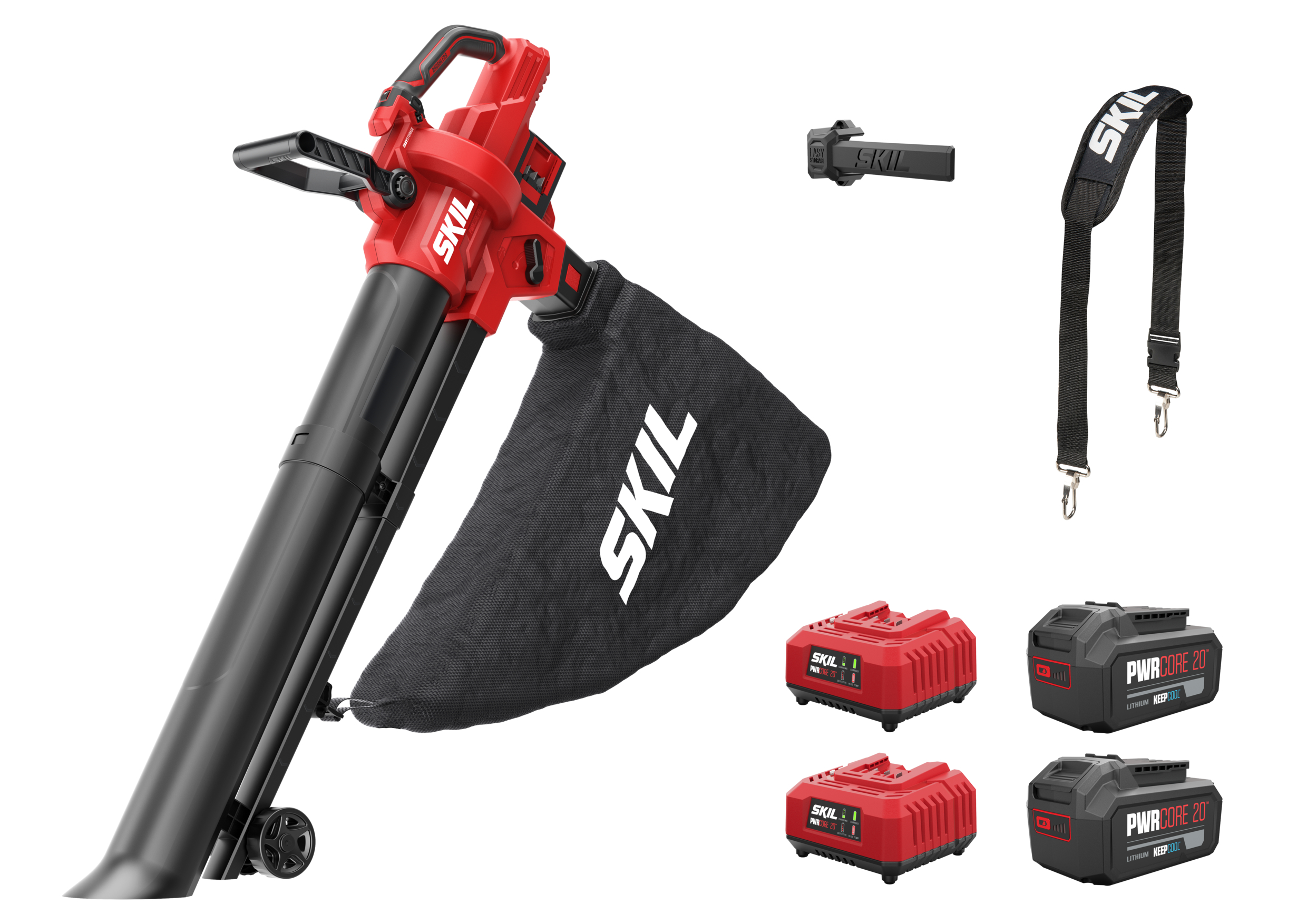 SKIL GB1E0350BA Soplador de hojas y pistón 2x20V sin escobillas incl. 2x batería de 4,0Ah y 2x cargador