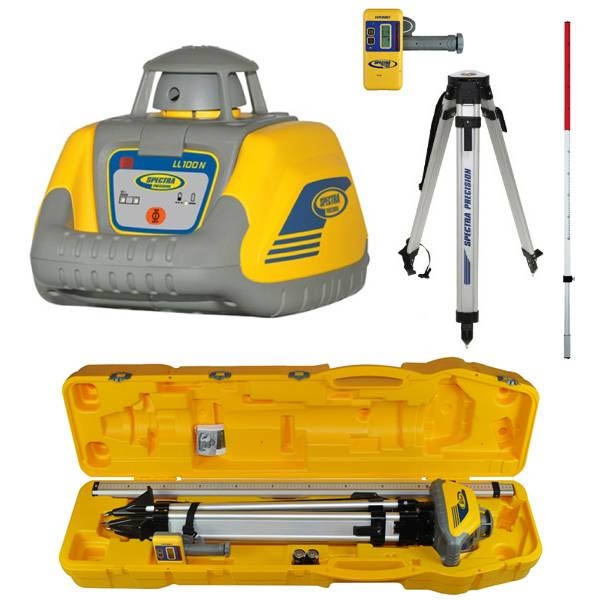 Spectra  600507 LL100N Láser de construcción giratorio + trípode + bastón (paquete)