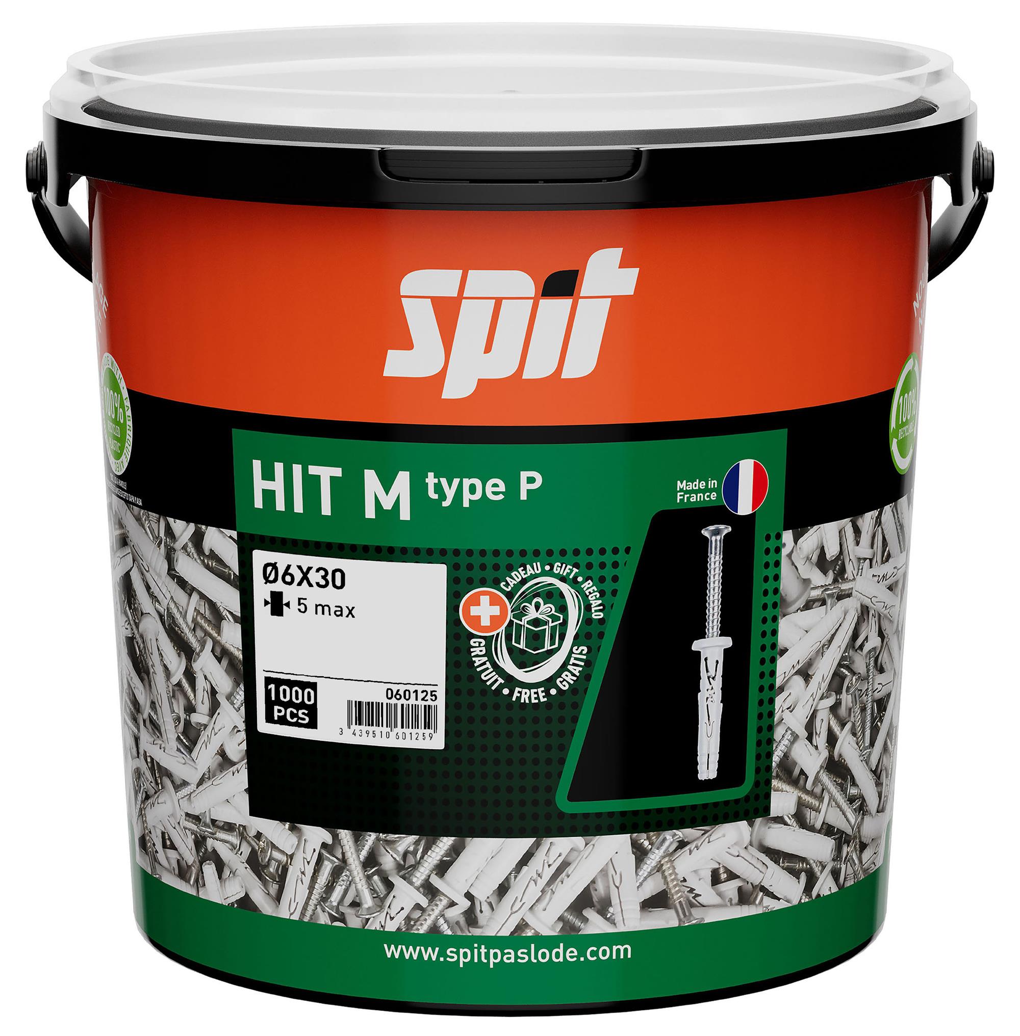 Spit 060125 HIT-M 6x30/5P Tap&oacute;n de impacto con collar 1000 piezas en cubo