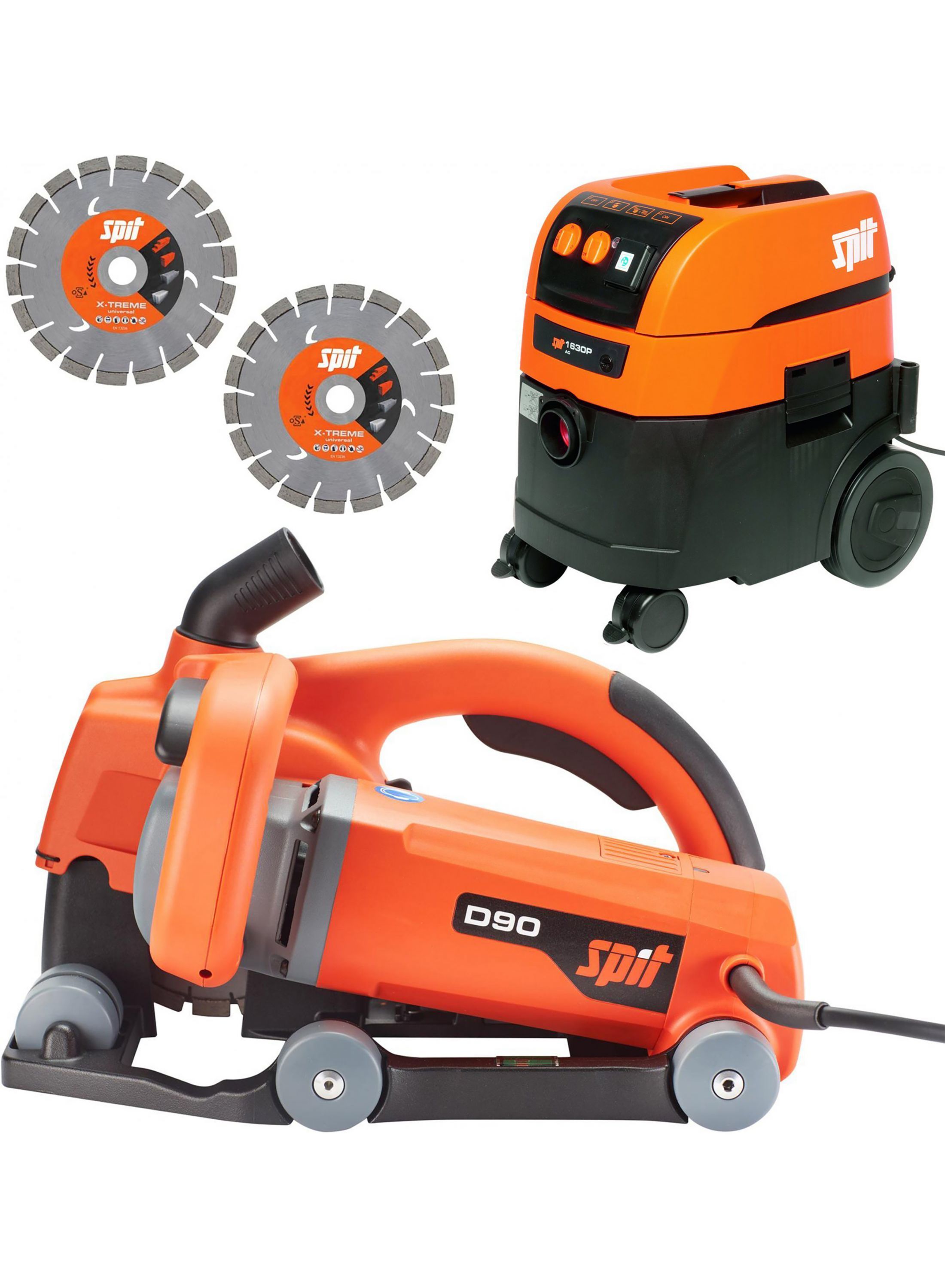 Spit 695981 Sierra ranurada D90 + aspirador AC1630P + 4 hojas de sierra diamantadas