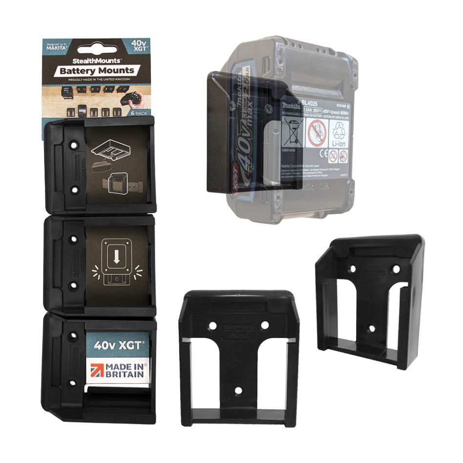 StealthMounts BM-MK40-BLK-6 Portapilas negro para Makita 40v XGT (6 piezas)
