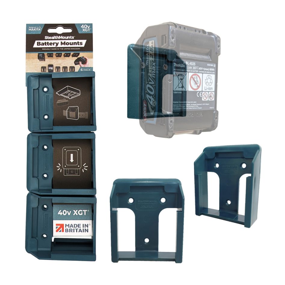 StealthMounts BM-MK40-BLU-6 Portapilas azul para Makita 40v XGT (6 Set)