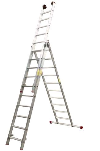Little Jumbo 1250470314 Escalera de reforma SuperPro 3 x 14 peldaños recta con barra estabilizadora