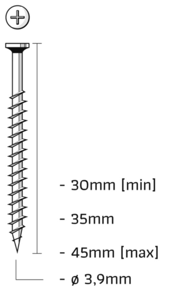 Union SM3.9X35FPGB Tornillos en tira fosfatados para pladur longitud 35mm 1000pcs