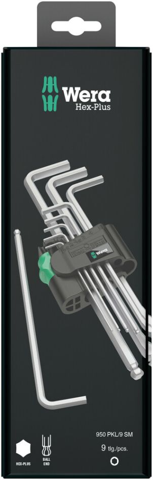 Wera 05073391001 950 PKL/9 SM N SB Juego de llaves, métricas, cromadas, 9 piezas