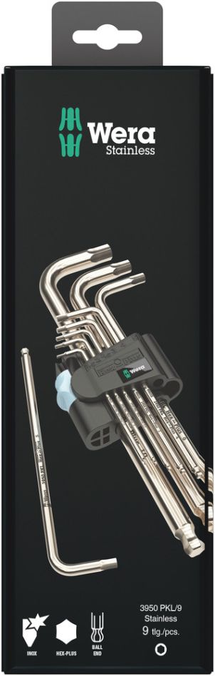 Wera 05073544001 3950 PKL/9 SB Juego de llaves de vaso, métrico, acero inoxidable, 9 piezas