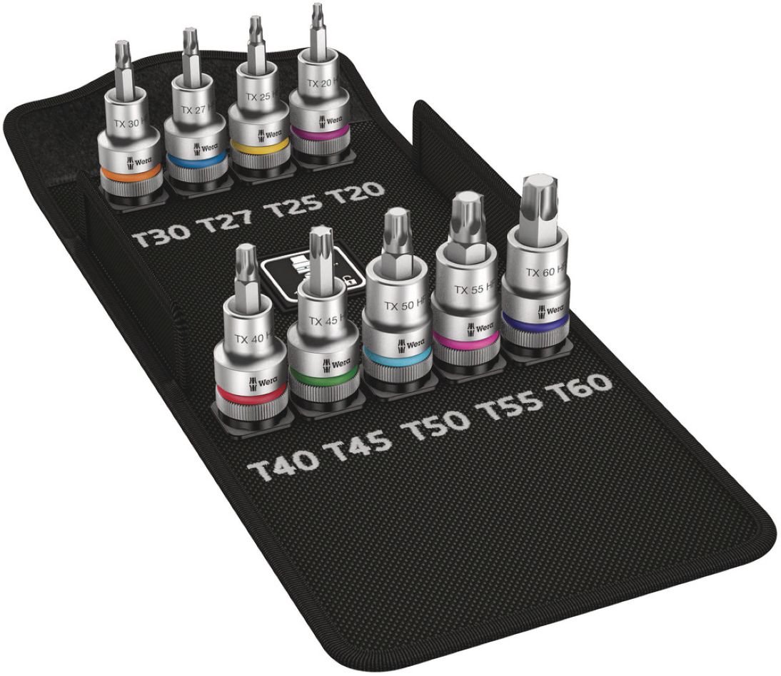 Wera 05004202001 8767 C TORX HF 1 Juego de llaves de vaso Zyklop TORX con función de sujeción, 9 piezas