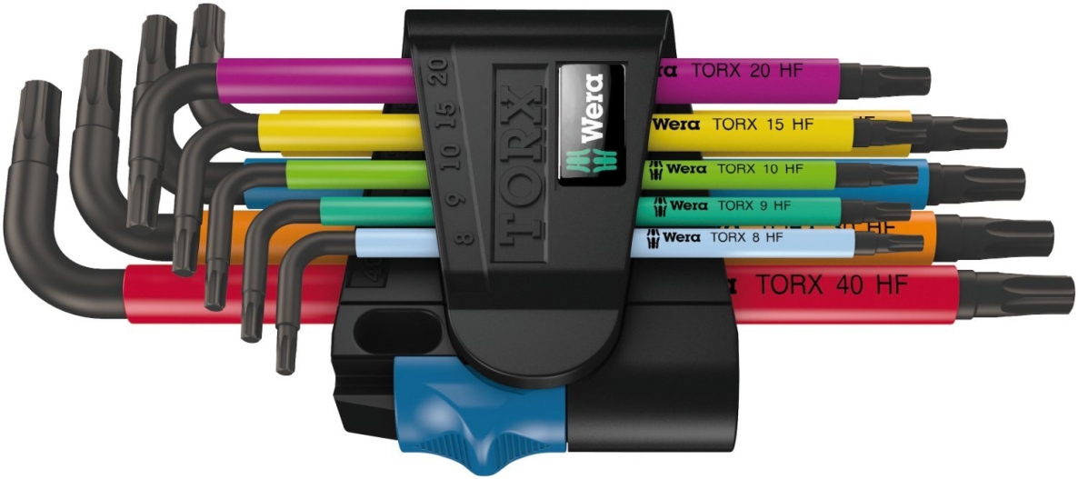Wera 05024179001 967 SL/9 TORX HF Juego de llaves de espiga multicolor con función de sujeción, 9 piezas