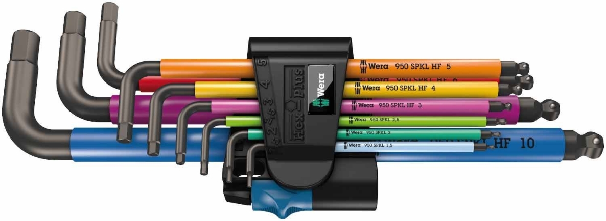 Wera 05022210001 950 SPKL/9 SM HF Juego de llaves multicolor, métrico, negroLáser, con función de sujeción 9 piezas