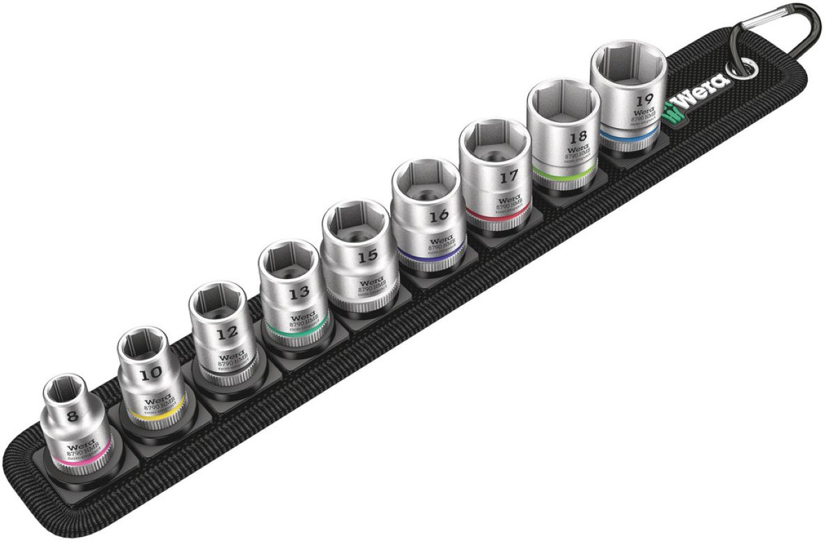 Wera 05003973001 Cinturón B 4 Juego de llaves de vaso Zyklop, con accionamiento de 3/8", 9 piezas