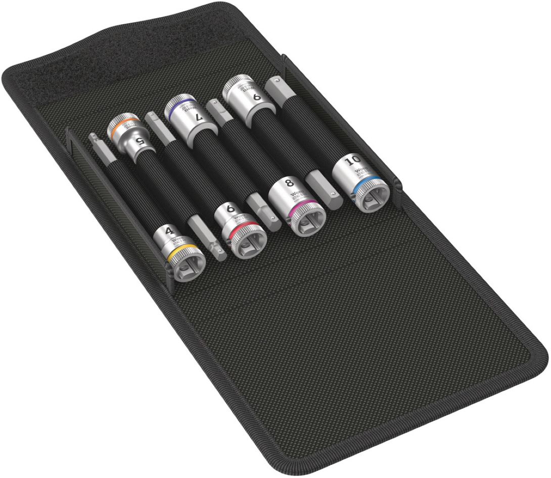 Wera 05003180001 8740 B HF 1 Juego de llaves de vaso Zyklop hexagonal, con función de sujeción, 3/8", 7 piezas