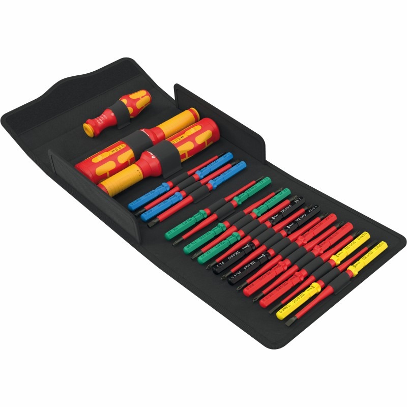 Wera 05006633001 Juego de destornilladores dinamom&eacute;tricos Kraftform Kompakt para armarios de distribuci&oacute;n VDE, de 23 piezas