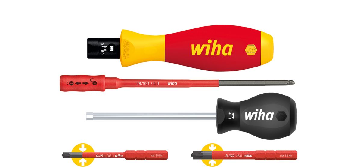 Wiha 38074 TorqueVario®-S eléctrico PlusMin/Pozidriv Juego de destornilladores dinamométricos de 5 piezas, límite de par ajustable () 0,8-5,0 Nm