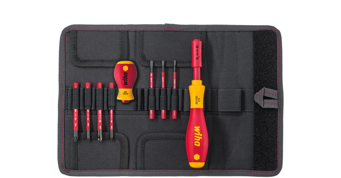 Wiha 41233 Juego de destornilladores y puntas slimVario® Cabeza ranurada, Pozidriv, PlusMin/Pozidriv 9 piezas en estuche ()