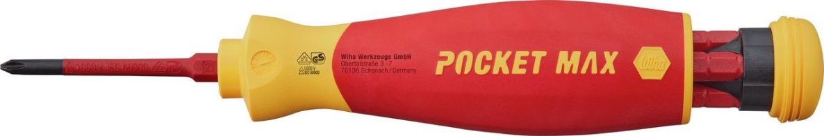 Wiha 45296 Destornillador VDE con depósito de puntas PocketMax