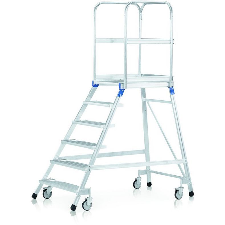 Zarges 41974 Escalera de plataforma, móvil, de un solo tramo, 6 peldaños incl. plataforma