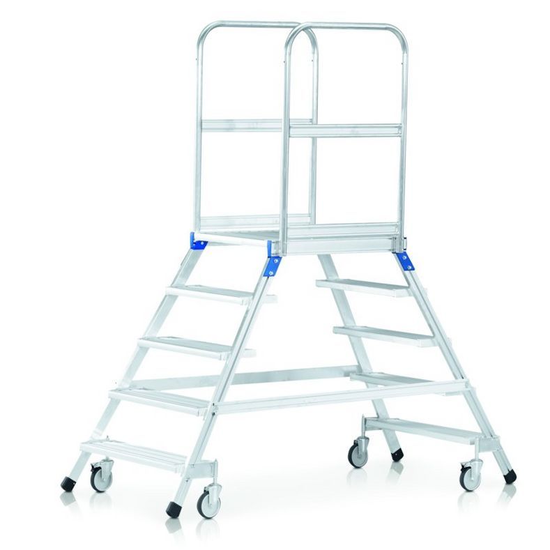 Zarges 41985 Escalera decorativa, móvil, de doble acceso 7 peldaños incl. plataforma