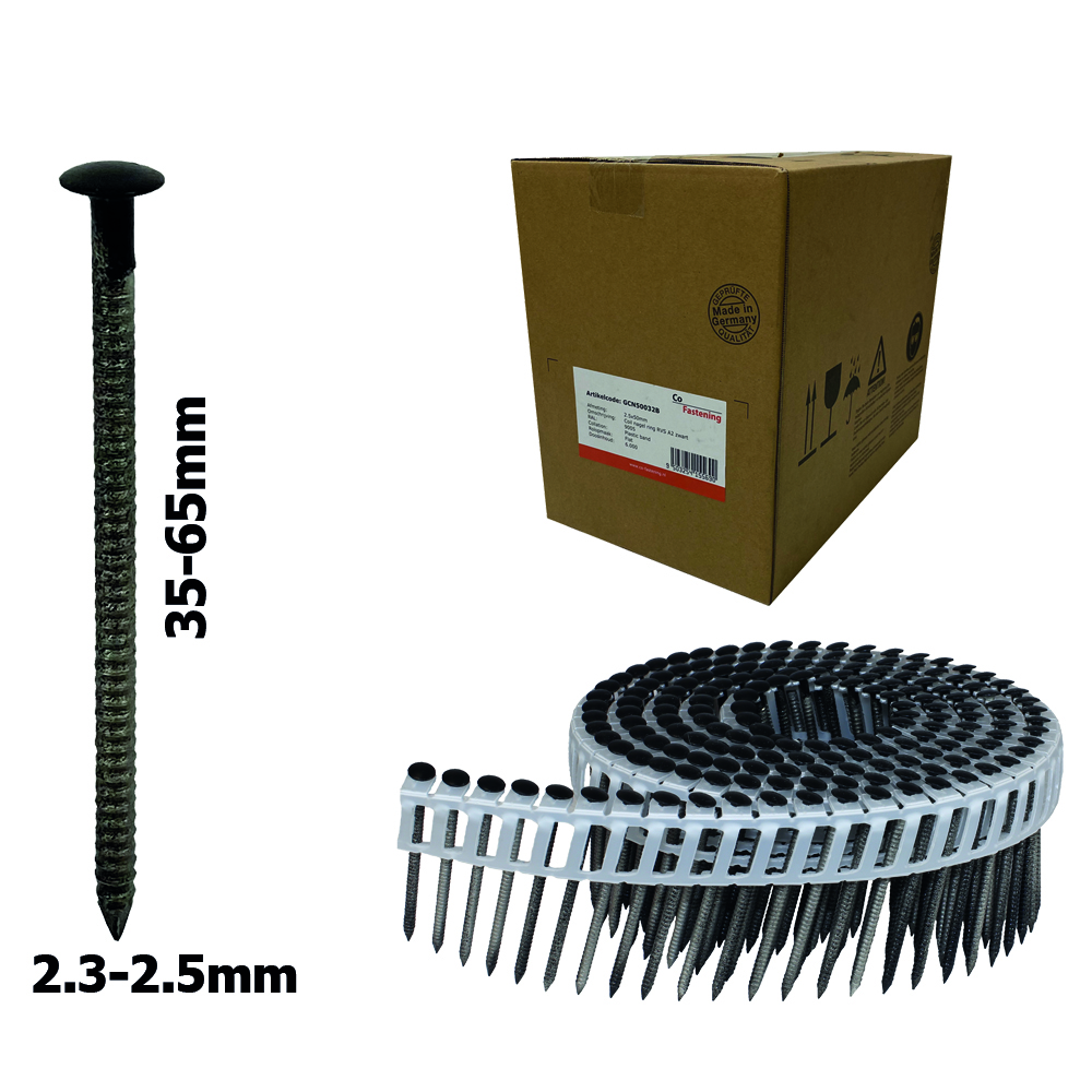 Co-Fastening GCN50033B Clavos de acero inoxidable y cabeza redonda RAL9005 - 2,5x65mm